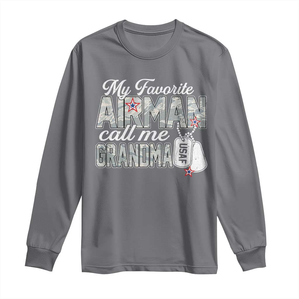 Proud Air Force Family Long Sleeve Shirt My Favorite Airman Calls Me Grandma - Wonder Print Shop