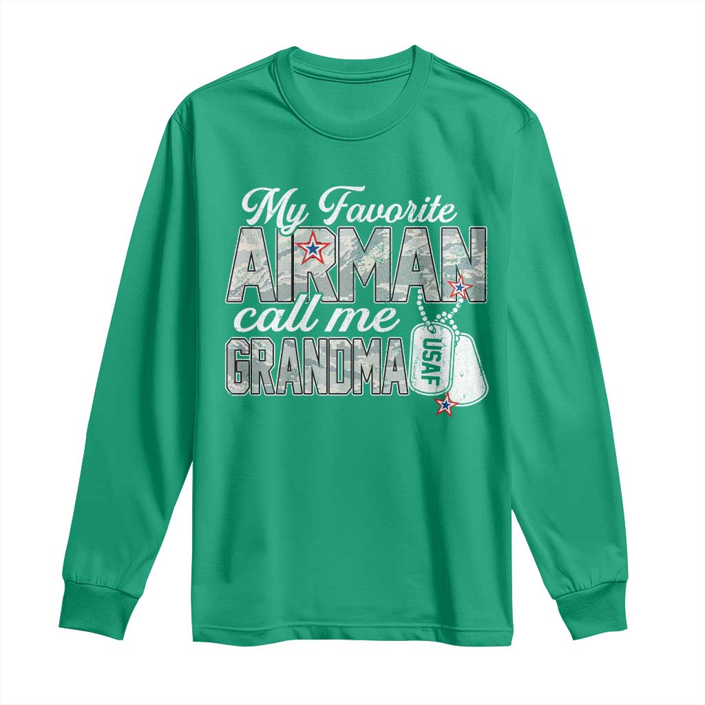 Proud Air Force Family Long Sleeve Shirt My Favorite Airman Calls Me Grandma - Wonder Print Shop