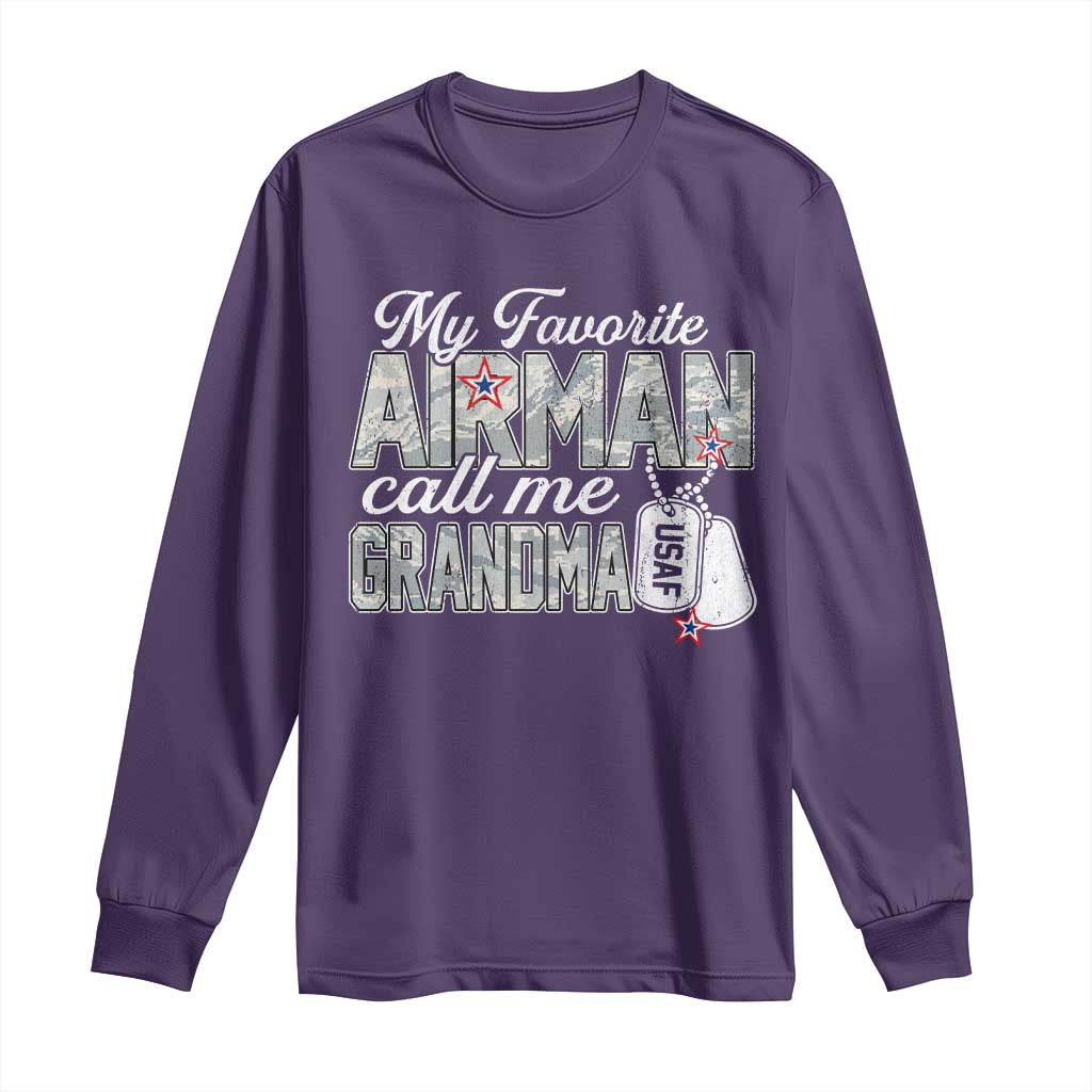 Proud Air Force Family Long Sleeve Shirt My Favorite Airman Calls Me Grandma - Wonder Print Shop
