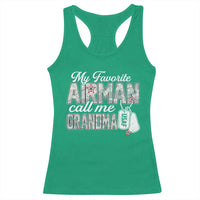 Proud Air Force Family Racerback Tank Top My Favorite Airman Calls Me Grandma - Wonder Print Shop