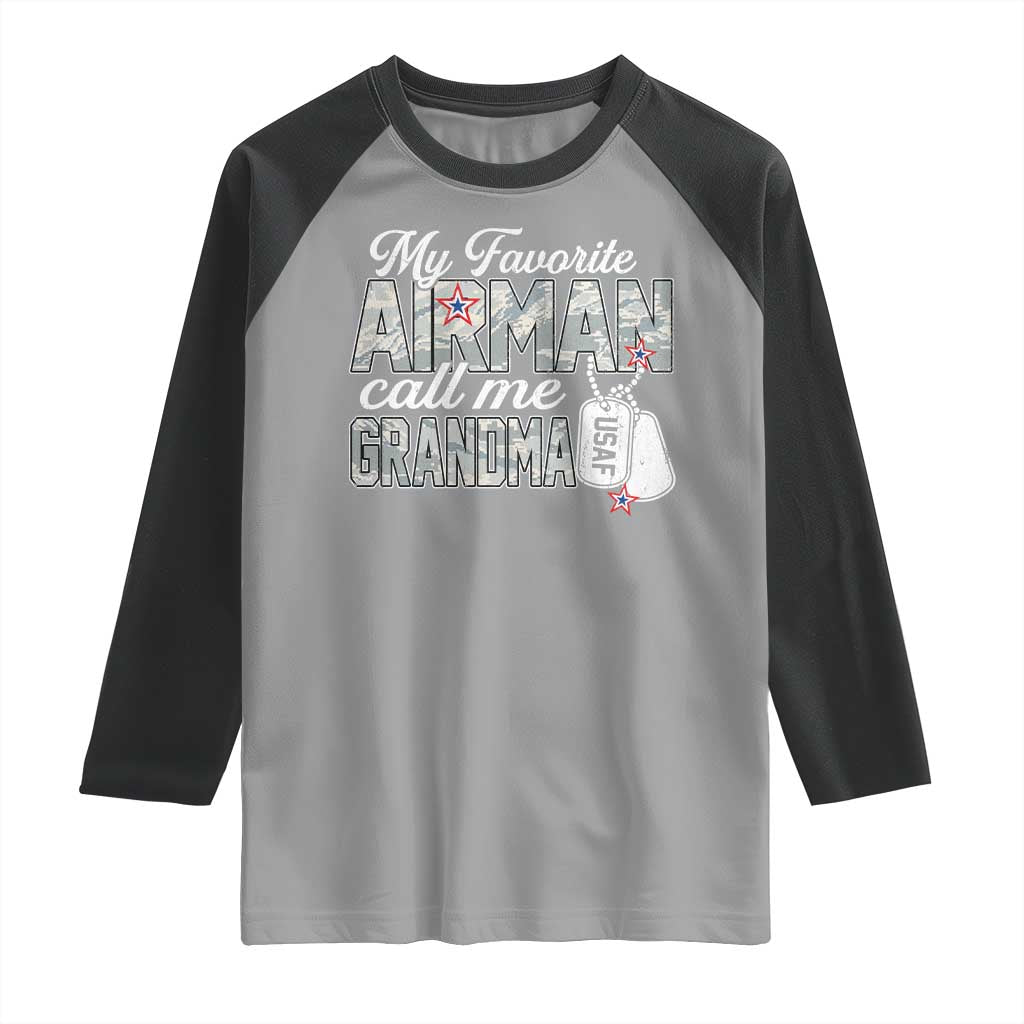 Proud Air Force Family Raglan Shirt My Favorite Airman Calls Me Grandma - Wonder Print Shop