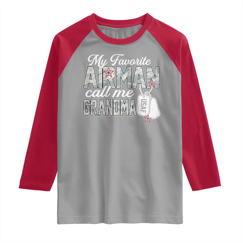 Proud Air Force Family Raglan Shirt My Favorite Airman Calls Me Grandma - Wonder Print Shop