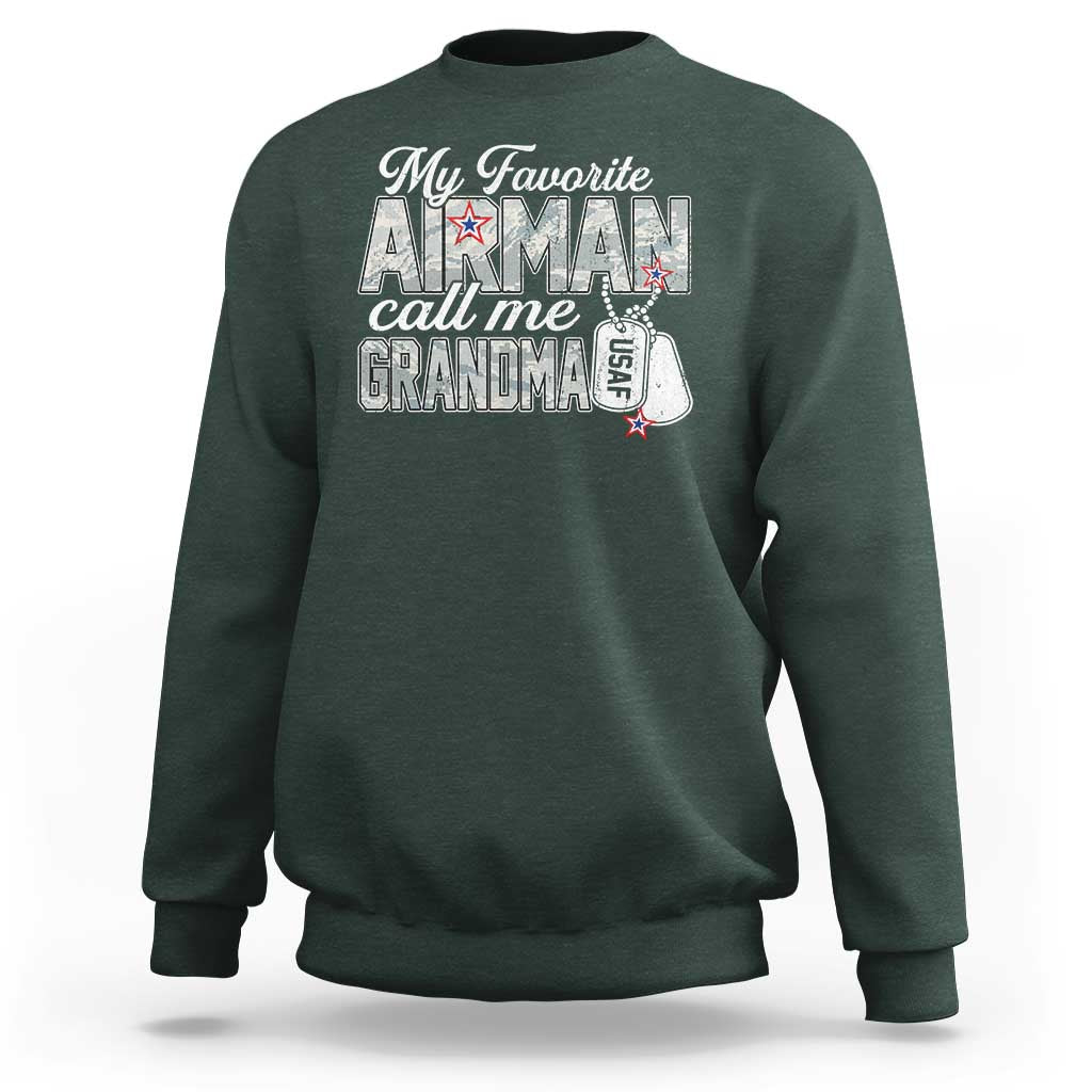 Proud Air Force Family Sweatshirt My Favorite Airman Calls Me Grandma - Wonder Print Shop