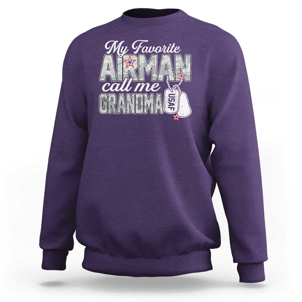Proud Air Force Family Sweatshirt My Favorite Airman Calls Me Grandma - Wonder Print Shop