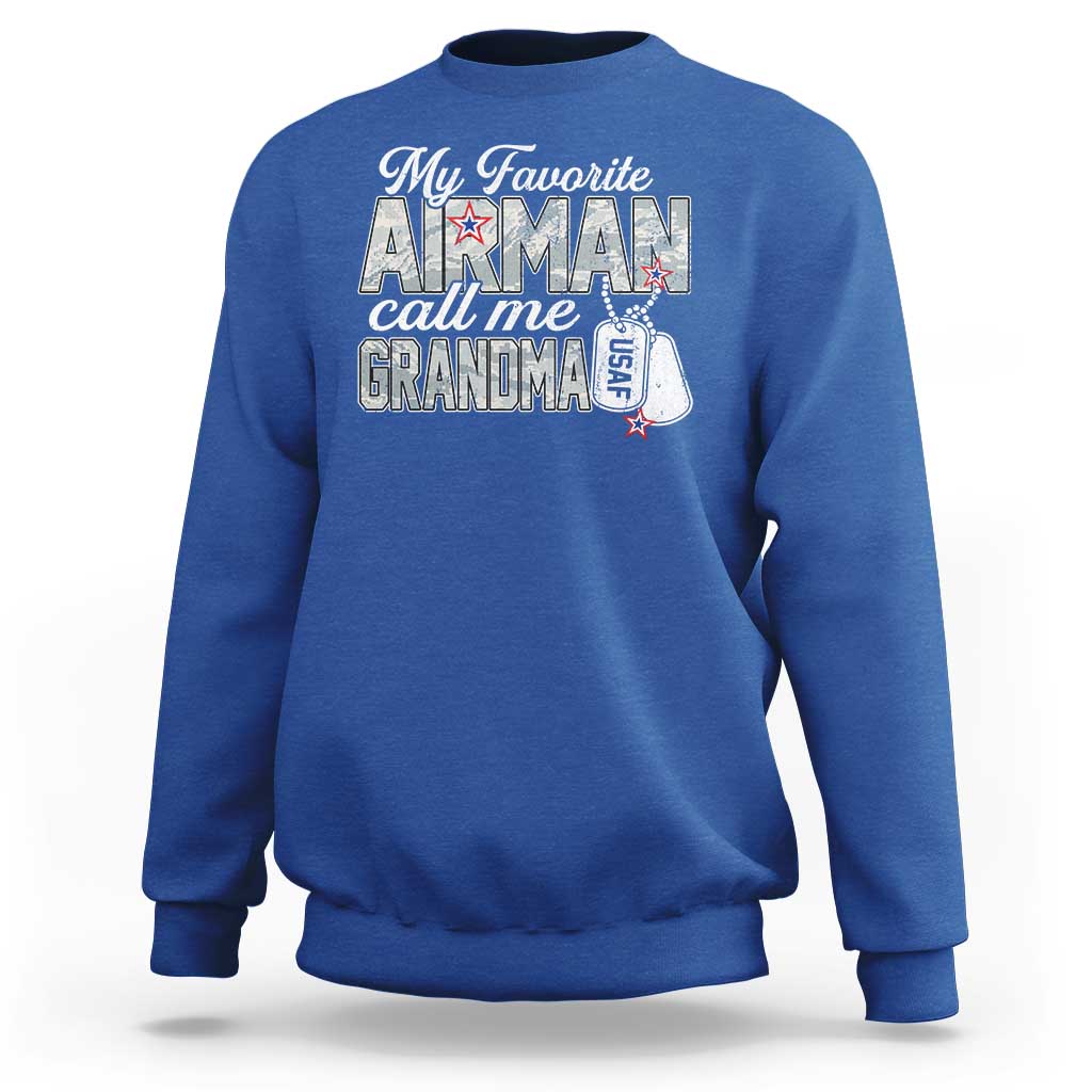 Proud Air Force Family Sweatshirt My Favorite Airman Calls Me Grandma - Wonder Print Shop
