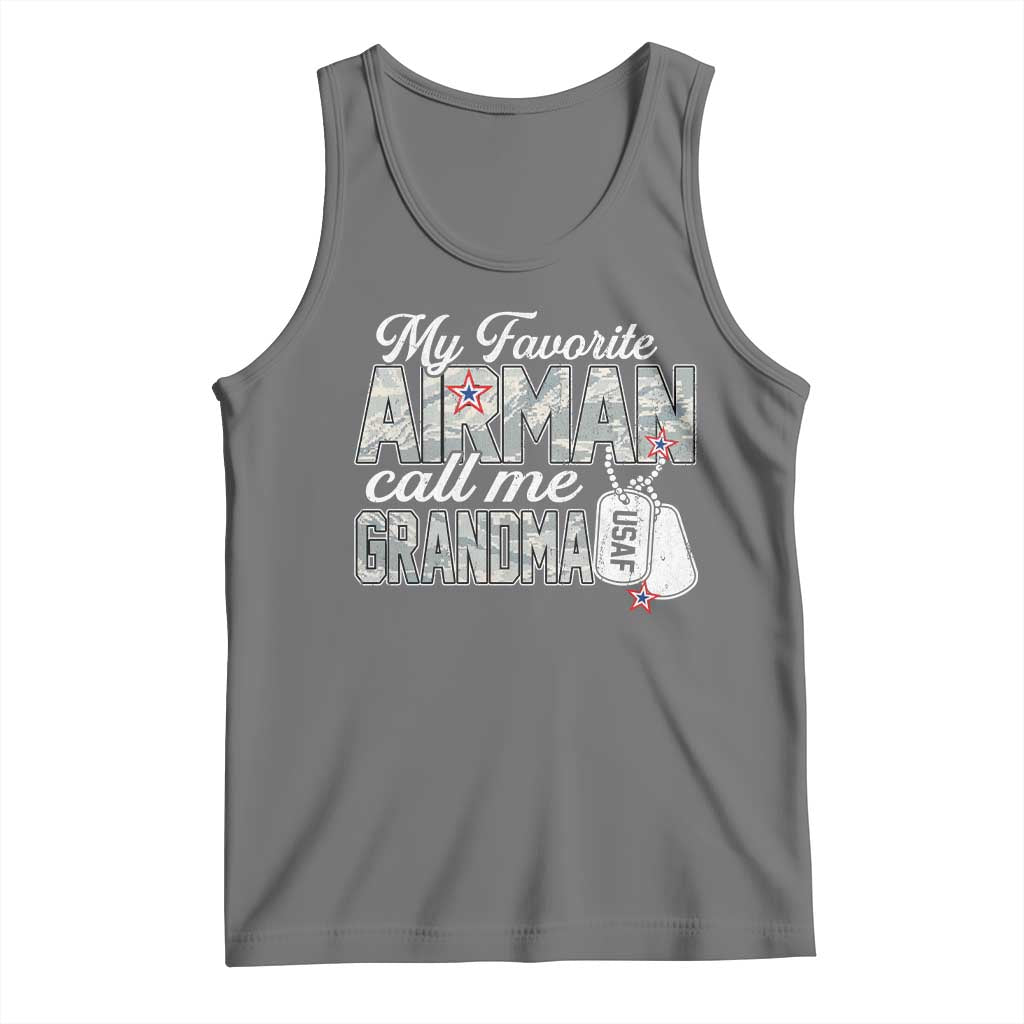 Proud Air Force Family Tank Top My Favorite Airman Calls Me Grandma - Wonder Print Shop