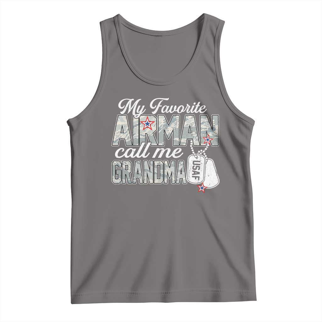 Proud Air Force Family Tank Top My Favorite Airman Calls Me Grandma - Wonder Print Shop