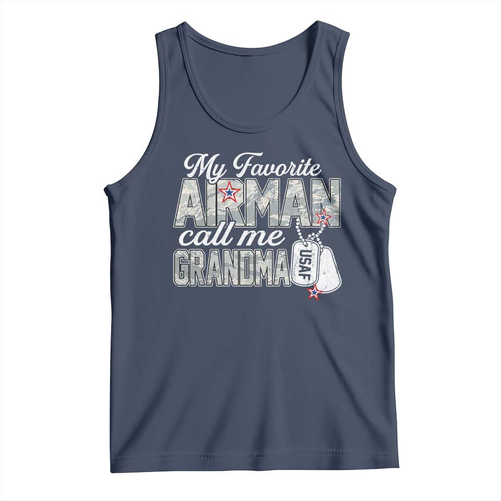 Proud Air Force Family Tank Top My Favorite Airman Calls Me Grandma - Wonder Print Shop