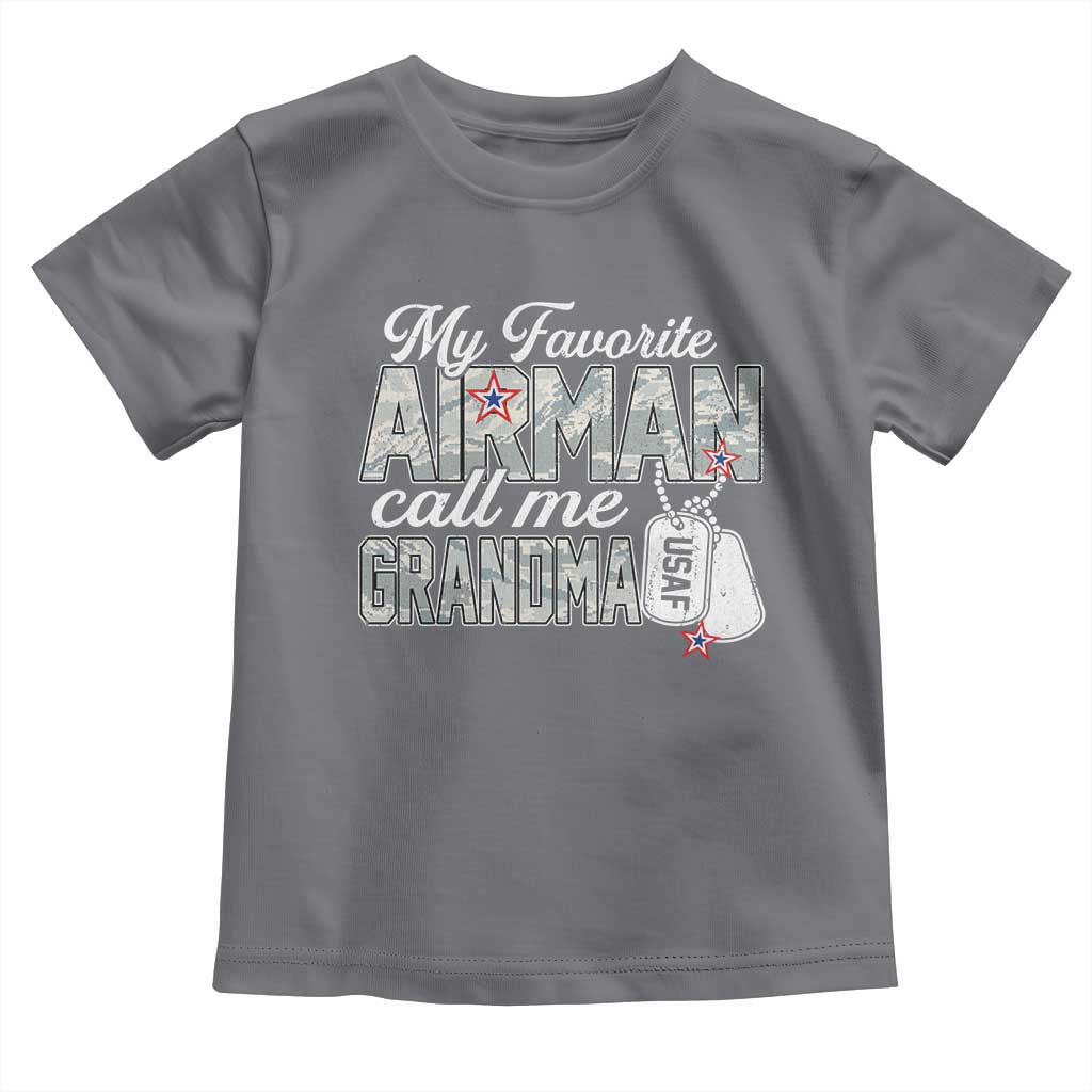 Proud Air Force Family Toddler T Shirt My Favorite Airman Calls Me Grandma - Wonder Print Shop