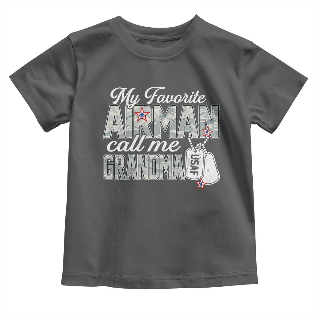 Proud Air Force Family Toddler T Shirt My Favorite Airman Calls Me Grandma - Wonder Print Shop