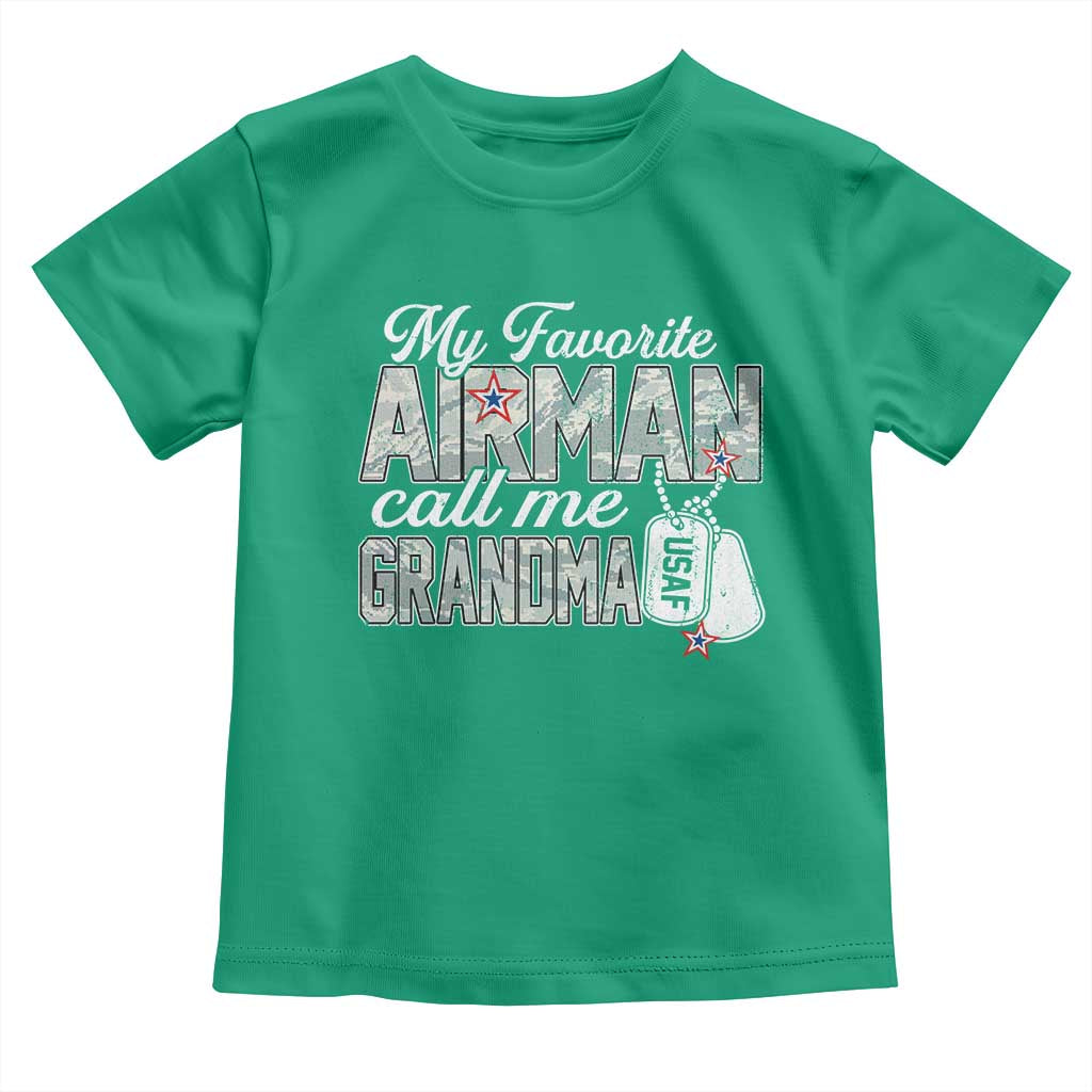 Proud Air Force Family Toddler T Shirt My Favorite Airman Calls Me Grandma - Wonder Print Shop