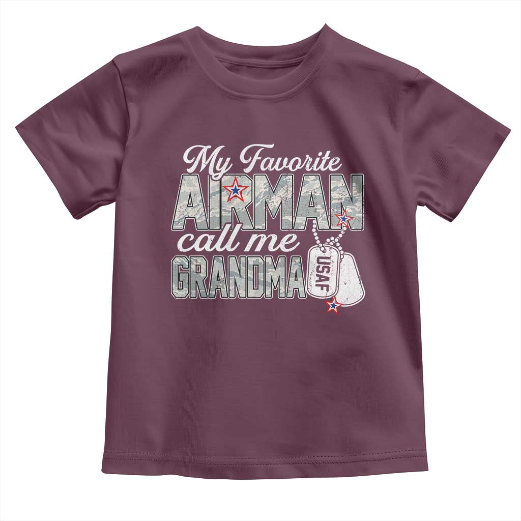 Proud Air Force Family Toddler T Shirt My Favorite Airman Calls Me Grandma - Wonder Print Shop