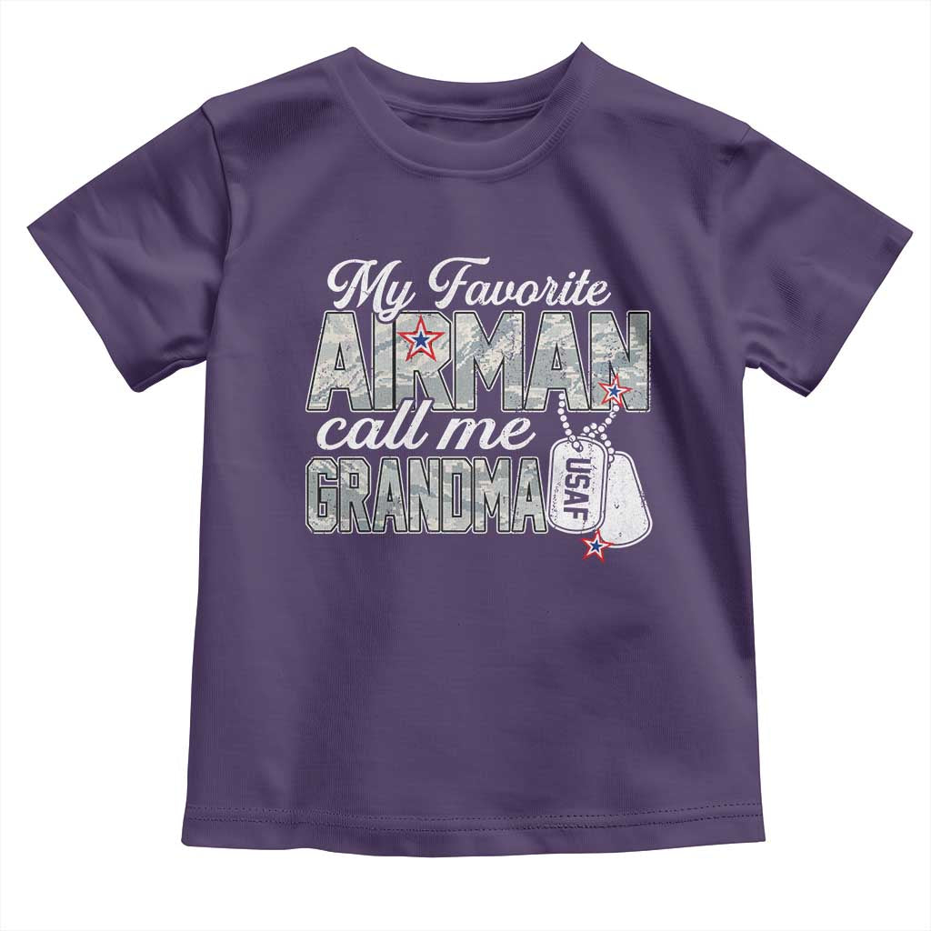 Proud Air Force Family Toddler T Shirt My Favorite Airman Calls Me Grandma - Wonder Print Shop