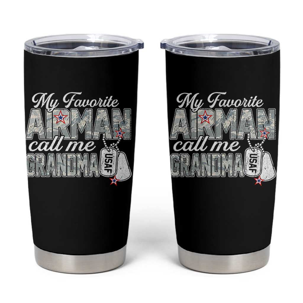 Proud Air Force Family Tumbler Cup My Favorite Airman Calls Me Grandma - Wonder Print Shop