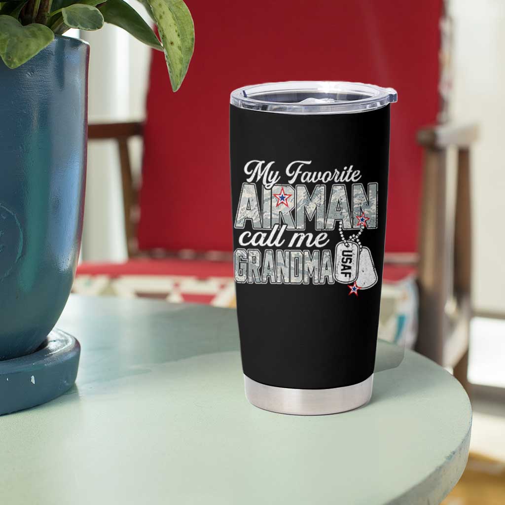 Proud Air Force Family Tumbler Cup My Favorite Airman Calls Me Grandma - Wonder Print Shop