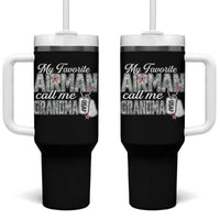 Proud Air Force Family Tumbler With Handle My Favorite Airman Calls Me Grandma - Wonder Print Shop