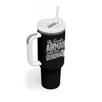 Proud Air Force Family Tumbler With Handle My Favorite Airman Calls Me Grandma - Wonder Print Shop
