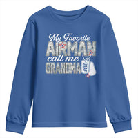 Proud Air Force Family Youth Sweatshirt My Favorite Airman Calls Me Grandma - Wonder Print Shop