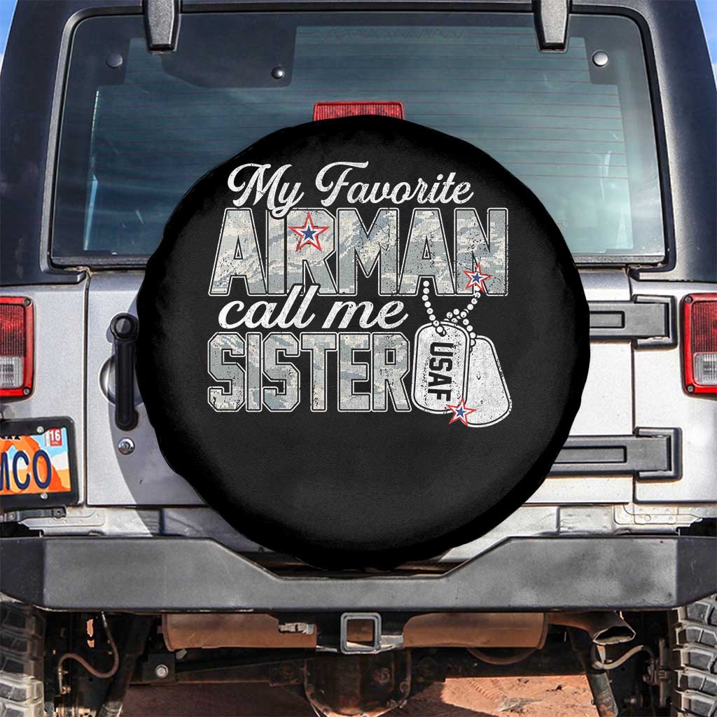 Proud Air Force Family Spare Tire Cover My Favorite Airman Calls Me Sister - Wonder Print Shop