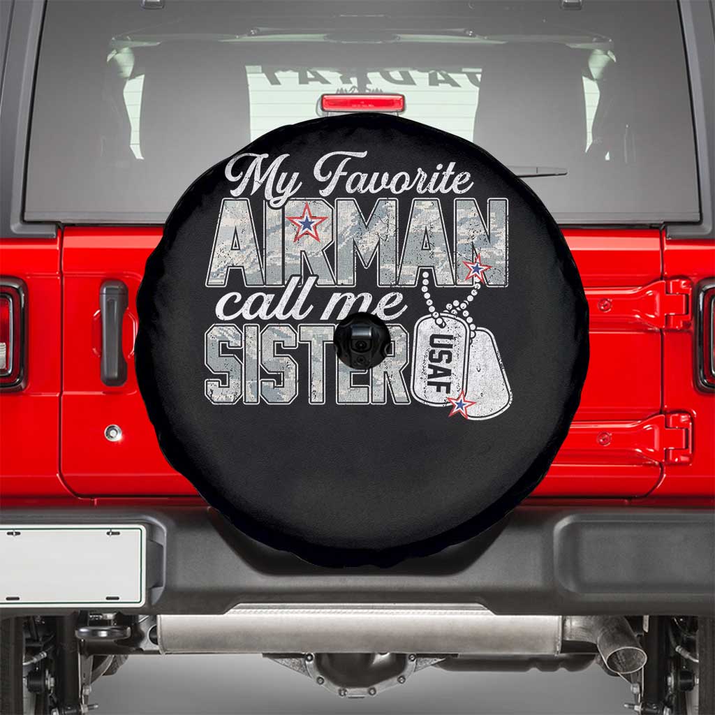 Proud Air Force Family Spare Tire Cover My Favorite Airman Calls Me Sister - Wonder Print Shop