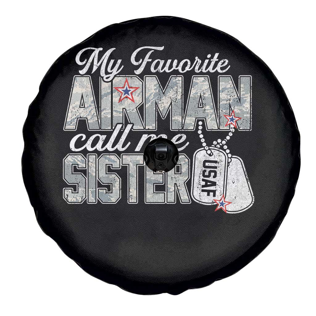 Proud Air Force Family Spare Tire Cover My Favorite Airman Calls Me Sister - Wonder Print Shop