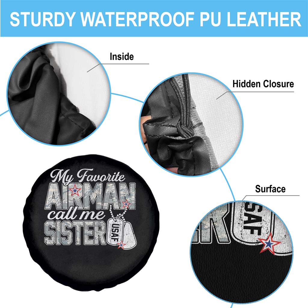 Proud Air Force Family Spare Tire Cover My Favorite Airman Calls Me Sister - Wonder Print Shop