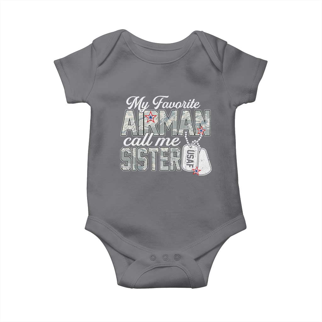 Proud Air Force Family Baby Onesie My Favorite Airman Calls Me Sister - Wonder Print Shop