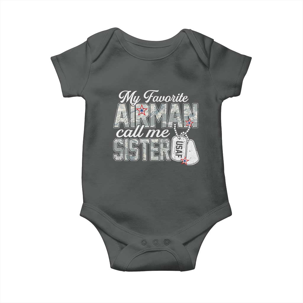 Proud Air Force Family Baby Onesie My Favorite Airman Calls Me Sister - Wonder Print Shop