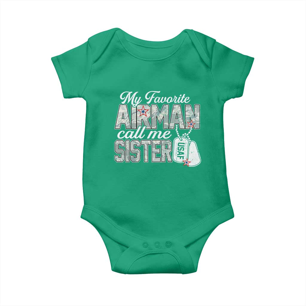Proud Air Force Family Baby Onesie My Favorite Airman Calls Me Sister - Wonder Print Shop