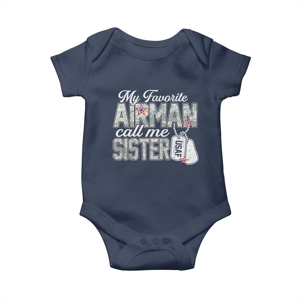 Proud Air Force Family Baby Onesie My Favorite Airman Calls Me Sister - Wonder Print Shop
