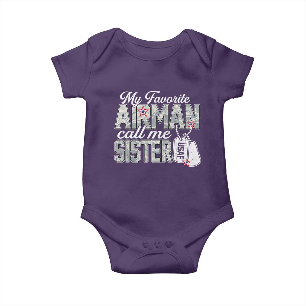 Proud Air Force Family Baby Onesie My Favorite Airman Calls Me Sister - Wonder Print Shop