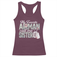 Proud Air Force Family Racerback Tank Top My Favorite Airman Calls Me Sister - Wonder Print Shop