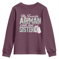 Proud Air Force Family Youth Sweatshirt My Favorite Airman Calls Me Sister - Wonder Print Shop