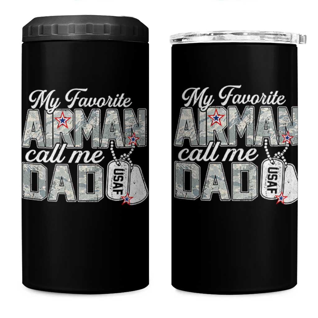 Proud Air Force Family 4 in 1 Can Cooler Tumbler My Favorite Airman Calls Me Dad - Wonder Print Shop