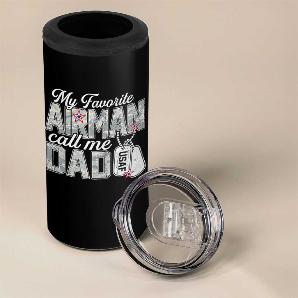 Proud Air Force Family 4 in 1 Can Cooler Tumbler My Favorite Airman Calls Me Dad - Wonder Print Shop
