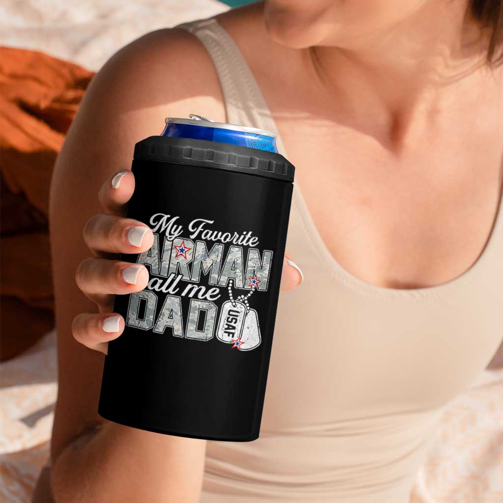 Proud Air Force Family 4 in 1 Can Cooler Tumbler My Favorite Airman Calls Me Dad - Wonder Print Shop