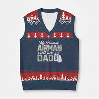 Proud Air Force Family V-Neck Knit Sweater Vest My Favorite Airman Calls Me Dad - Wonder Print Shop
