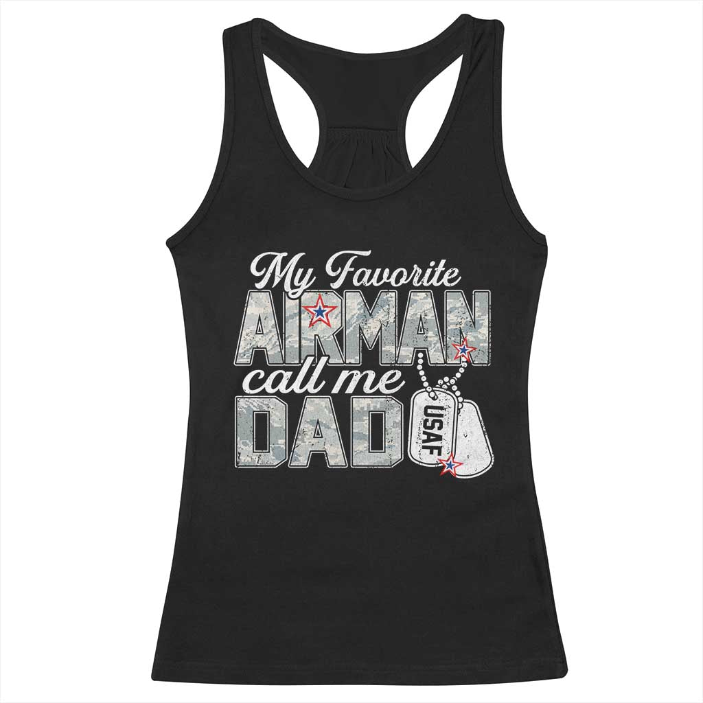 Proud Air Force Family Racerback Tank Top My Favorite Airman Calls Me Dad - Wonder Print Shop