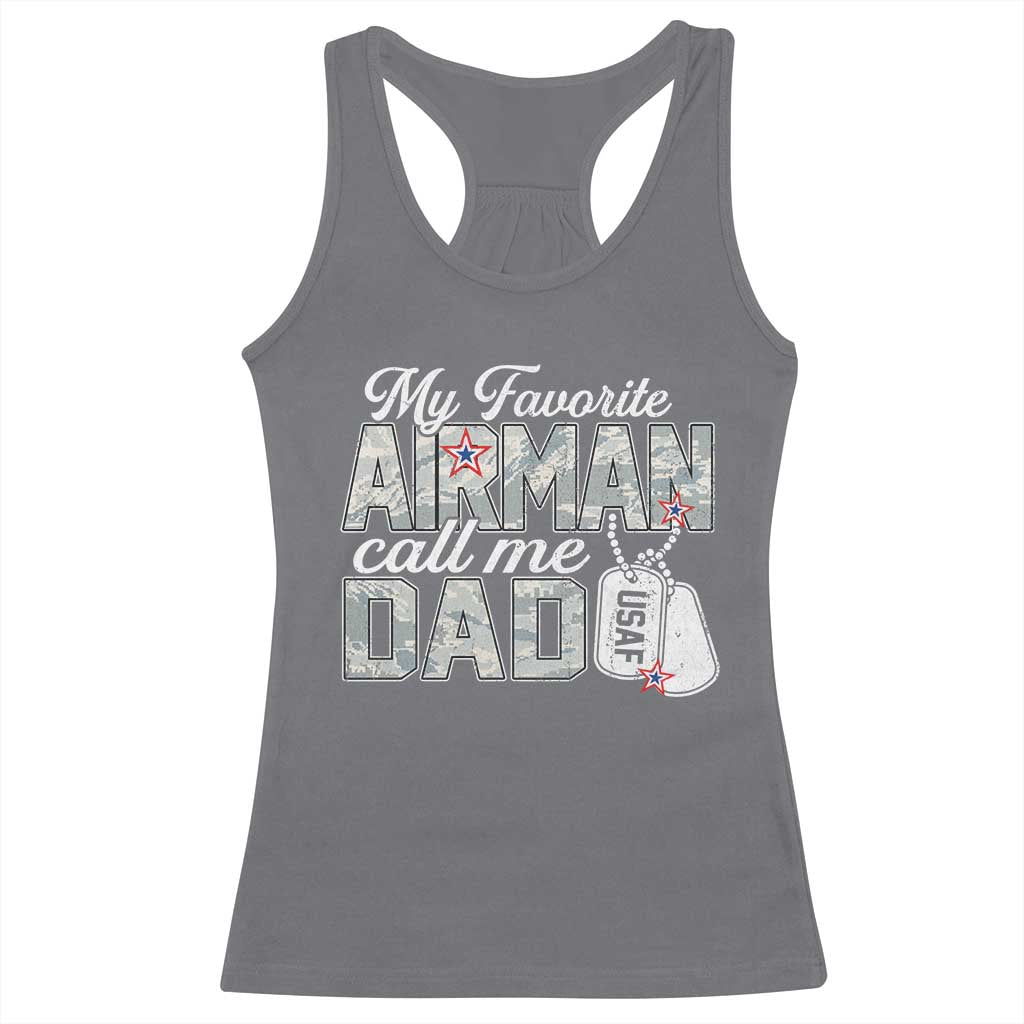 Proud Air Force Family Racerback Tank Top My Favorite Airman Calls Me Dad - Wonder Print Shop