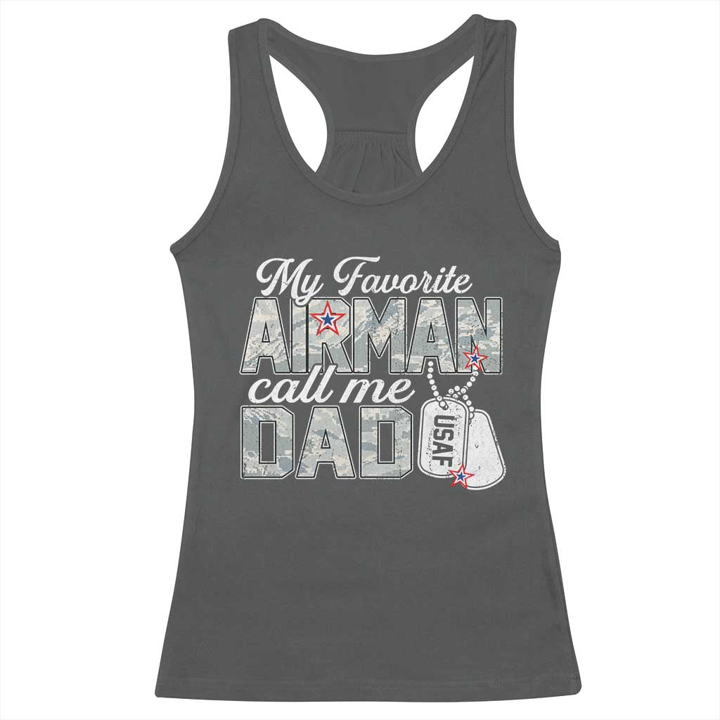 Proud Air Force Family Racerback Tank Top My Favorite Airman Calls Me Dad - Wonder Print Shop