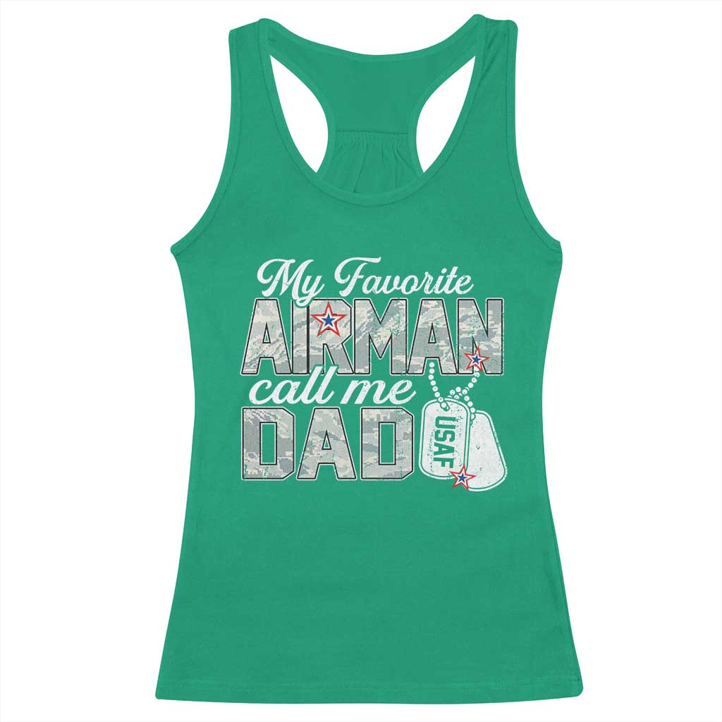 Proud Air Force Family Racerback Tank Top My Favorite Airman Calls Me Dad - Wonder Print Shop