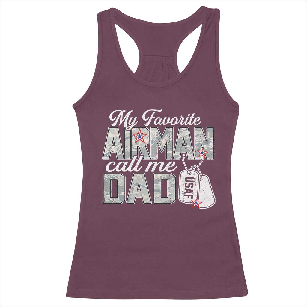 Proud Air Force Family Racerback Tank Top My Favorite Airman Calls Me Dad - Wonder Print Shop