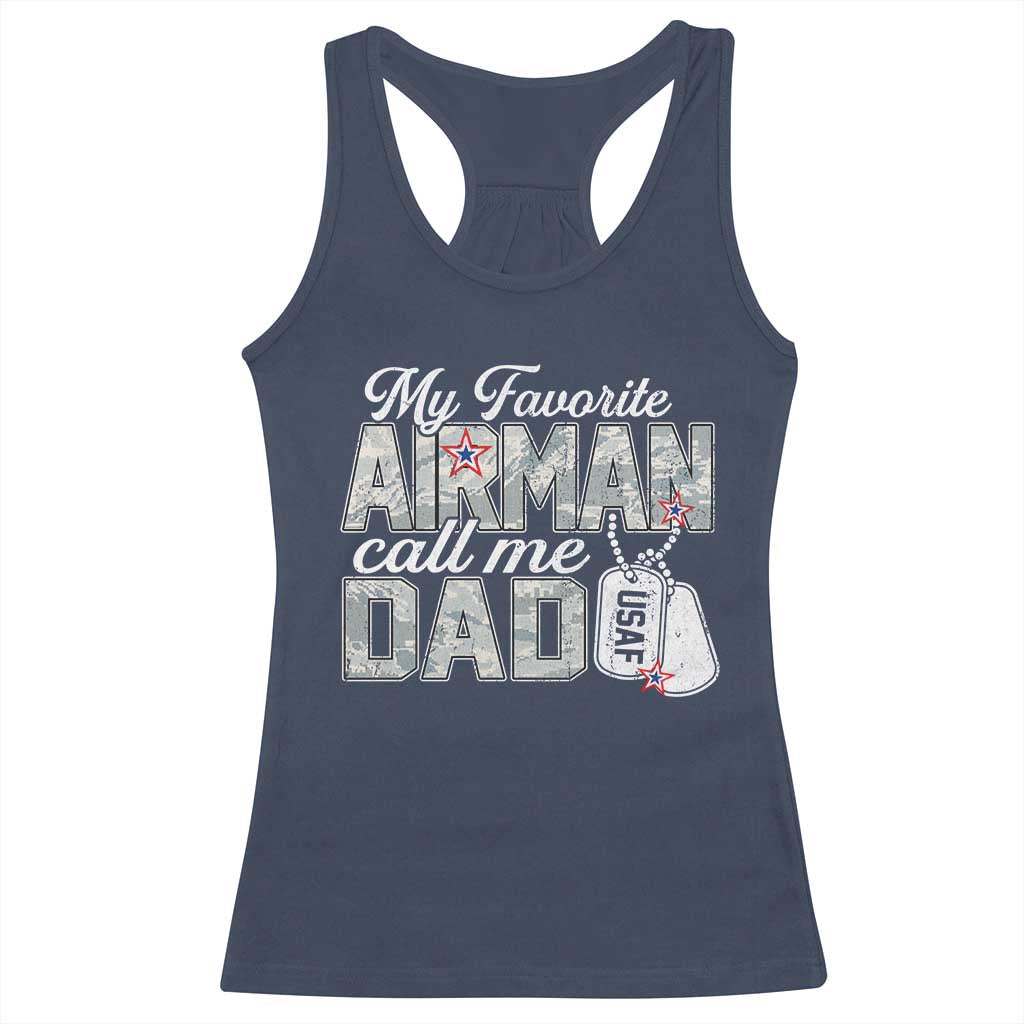 Proud Air Force Family Racerback Tank Top My Favorite Airman Calls Me Dad - Wonder Print Shop