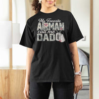 Proud Air Force Family T Shirt For Women My Favorite Airman Calls Me Dad - Wonder Print Shop