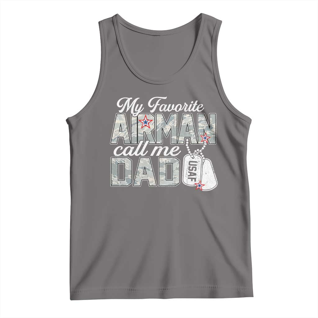 Proud Air Force Family Tank Top My Favorite Airman Calls Me Dad - Wonder Print Shop