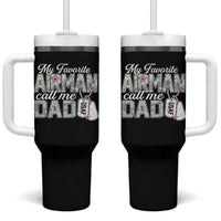 Proud Air Force Family Tumbler With Handle My Favorite Airman Calls Me Dad - Wonder Print Shop