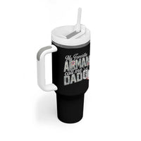Proud Air Force Family Tumbler With Handle My Favorite Airman Calls Me Dad - Wonder Print Shop