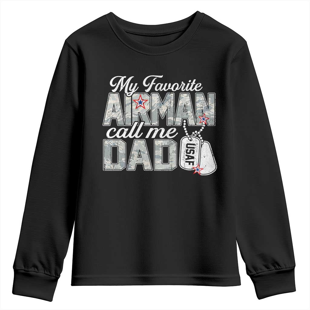 Proud Air Force Family Youth Sweatshirt My Favorite Airman Calls Me Dad - Wonder Print Shop