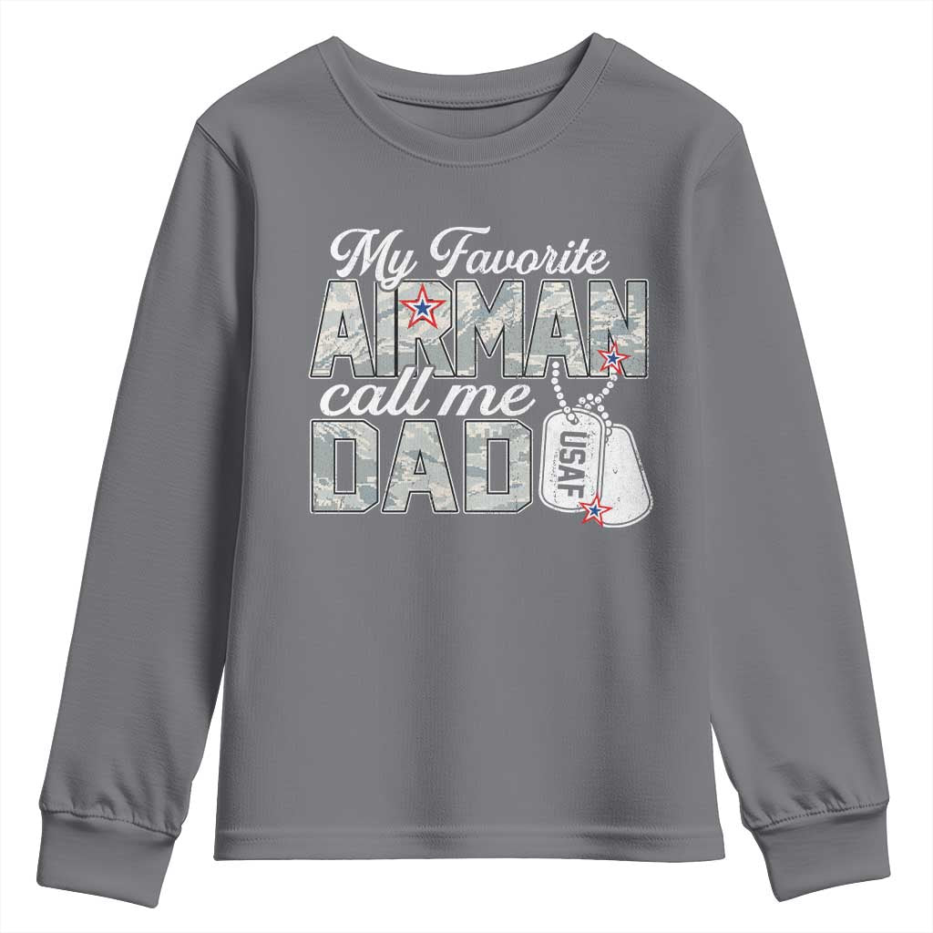 Proud Air Force Family Youth Sweatshirt My Favorite Airman Calls Me Dad - Wonder Print Shop