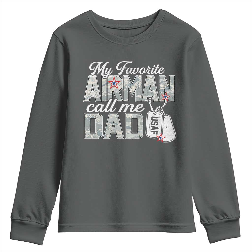 Proud Air Force Family Youth Sweatshirt My Favorite Airman Calls Me Dad - Wonder Print Shop